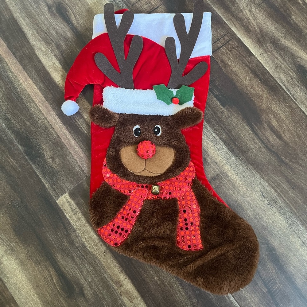 Festive Reindeer Christmas Stocking